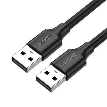 绿联USB2.0数据线公对公 移动硬盘盒高速传输双公头连接线 笔记本接散热器机顶盒 0.5米 黑 10308