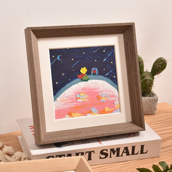 存恩 高品质 实木配白色卡纸a5油画棒作品保存专用立体小画框装裱相框