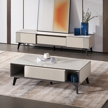 顾家家居茶几现代简约轻奢小户型岩板家用储物茶几pt7002td15天发货