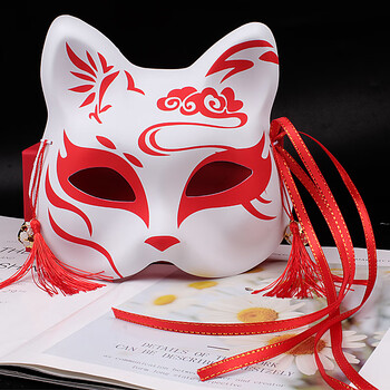 万圣节面具半脸 狐狸面具萤火之森日式魈魅影情趣古风舞会面具女 晴云