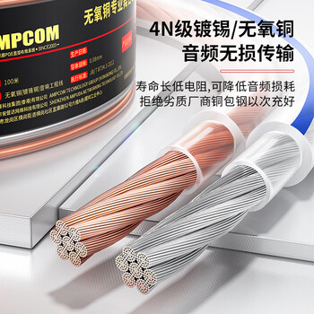 安普康（AMPCOM）发烧级音响线专用线200芯 纯无氧铜/镀锡铜2*100芯音箱线喇叭线 功放音频连接线缆100米AMFS2100