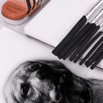 蒙玛特(Mont Marte)炭笔10支装 素描炭条柳木碳精条木炭画笔大中小号套装 写生速写学生铁盒装碳笔MPN0043 速写 马克笔绘画