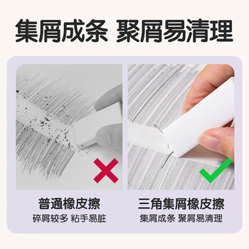 得力（deli）真集屑三角橡皮擦开学文具小学生专用擦字成线干净不留痕儿童素描美术橡皮 5块装白色高考祝福礼物