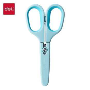 得力（deli）儿童剪刀安全手工剪子圆头小学生美工小剪刀文具便携剪刀一年级幼儿园3-6岁 蓝色6073