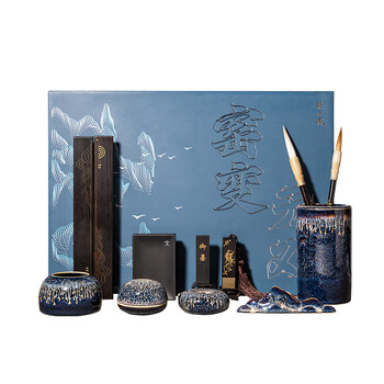 張小鳳文房四宝套装高档毛笔套装全套书法套装笔墨纸砚套装国画套装软笔套装新年礼盒【窑变无双礼盒】