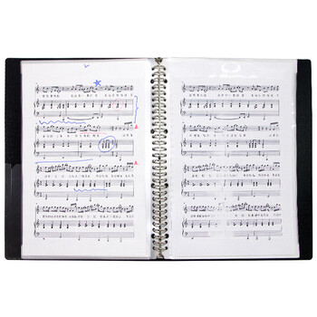 金得利乐谱夹钢琴谱夹册a4文件夹活页不反光可修改谱可爱改谱夹学生用架子鼓吉他谱夹册 黑色 CF340