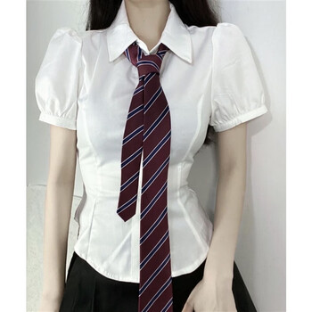 jk套装jk制服纯欲风辣妹收腰长袖衬衫女日系学院风百搭短袖学生白色