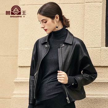 兽王真皮皮衣女 绵羊皮女士皮夹克翻领单皮皮衣秋冬外套街头时尚潮
