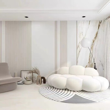 辉客映上简约木格栅大理石纹墙布客厅电视沙发背景墙壁纸直播间服装店