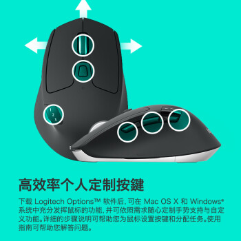 罗技（Logitech）M720 鼠标 无线蓝牙鼠标 办公鼠标 右手鼠标 大手鼠标 优联 黑色 带无线2.4G接收器