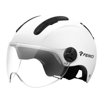 FEIKOFEIKO飞酷 3C认证电动电瓶摩托车头盔男女四季通用秋季山地半盔 FK102-白色 L