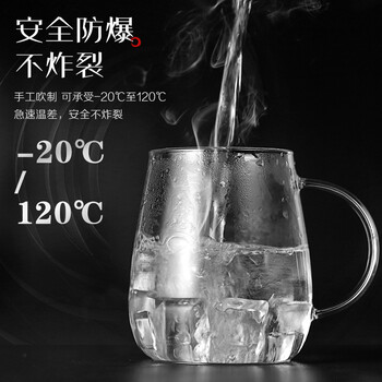 物生物（RELEA）玻璃杯男女士茶水分离杯耐高温办公泡茶杯带把高硼硅水杯花茶杯子