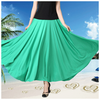 春夏广场舞裙服装新款长裙红色交谊舞大摆裙半身裙裙子舞蹈服女 绿色