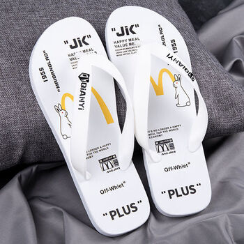 念君兮季拖鞋人字拖拖鞋男韩版人字拖潮滑凉鞋女穿男士时定制白色4445