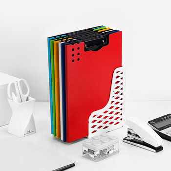 飞兹（fizz）高质感A4竖式加厚硬文件夹板/折页板夹/彩色资料夹/办公用品 诗朗诵签约夹板 试卷收纳夹红色A6381