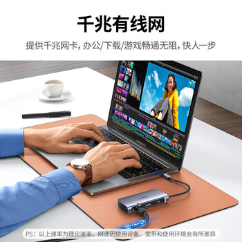 绿联Type-C扩展坞USB-C拓展坞分线器网线转接头通用iPad苹果15/16MacBook笔记本HDMI雷电4转换器充电器