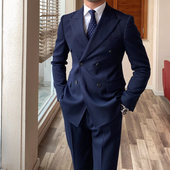鹿三先生自制绅士正装纯色西装时尚潮流高定两件套西服套装英伦男依迪