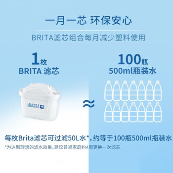 碧然德过滤净水器3.5L 一壶六芯 除氯去水垢滤水壶 标准版滤芯 天然安全材质 Marella海洋系列蓝色