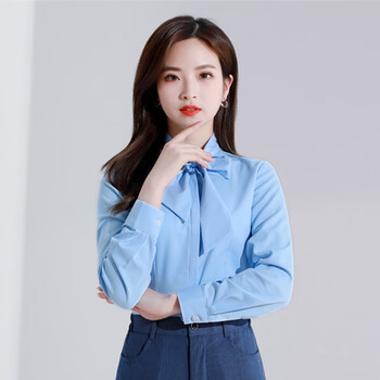 珮玛查特宝马4s店工作服领创西服工装汽车4s店衬衣式销售顾问蓝色雪纺