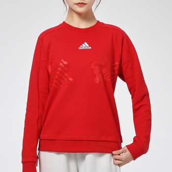 阿迪达斯 （adidas）卫衣女装 春季新款本命年红色跑步运动服训练圆领套头衫GP0708 GP0708/罗纹袖口 S/建议85-110斤