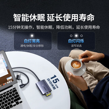 绿联USB/Type-C3.2高速CFeB读卡器 适用CFexpress B内存卡 支持佳能/尼康/富士相机/手机/平板/电脑