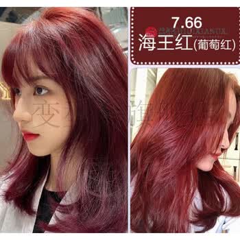 物w染r发f剂2021流行色栗棕色脏橘色奶茶色自己在家染头发膏葡萄红766