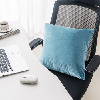 京东京造棉花糖抱枕 超柔棉棉绒沙发床头客厅办公室腰靠枕垫 蓝色45x45cm