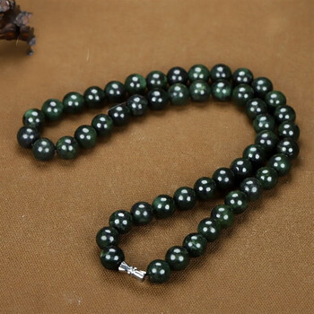 玉精品项链西藏药王石民族风锁骨链 精品深色8mm 长度48cm【图片 价格