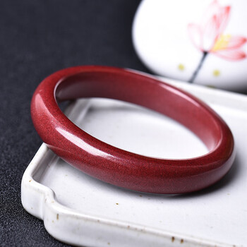 oein朱砂手镯高含量朱砂紫金砂原石原矿本命年镯子女精致红色饰品52圈