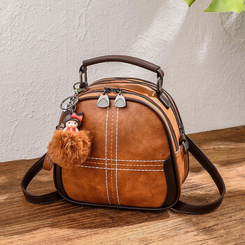 新款韩版少女时尚潮流百搭两用女士单肩包斜跨包迷你小背包 土黄色