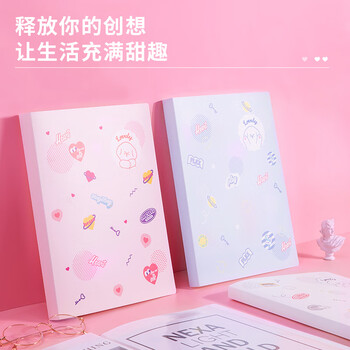 得力(deli)72494 可爱A4透明活页分页试卷夹档案文件夹插页袋40页资料册文件收纳册学生办公 颜色随机 12本装