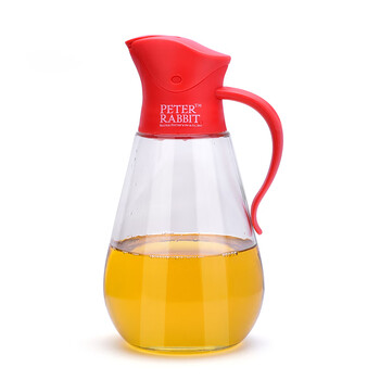 比得兔油壶防漏玻璃油壶大号家用酱油罐瓶调料瓶醋壶厨房用品550ml红色  PR-T678-1