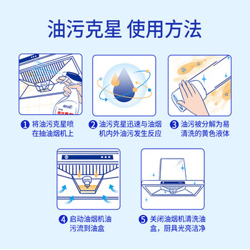 蓝月亮油污克星500g*2厨房油污清洁剂 油烟机专用清洗剂去油污重油污