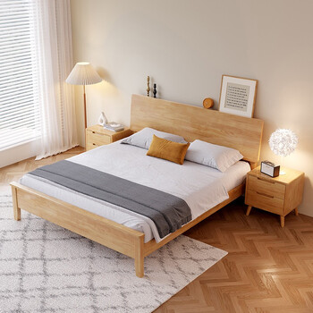 5米单人床小户型卧室民宿床出租房床  实木床 床头柜*1 1800*2000