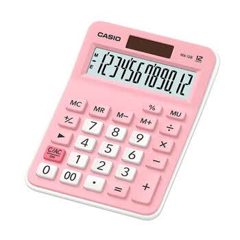 卡西欧（CASIO）MX-12B小学生计算器四年级五年级六年级学生专用无语音小型款可爱计算机器太阳能双电源粉色