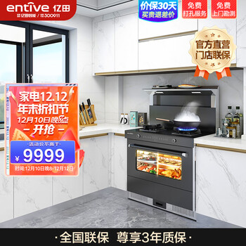 亿田(entive)D1ZK 集成灶蒸烤一体 家用蒸箱烤箱 集成灶一体灶 钢化玻璃台面 天然气