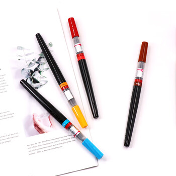 派通（Pentel ）科学毛笔小楷练字软毛笔 书法笔便携彩色绘画手帐手绘可换墨胆 XGFL 黄色