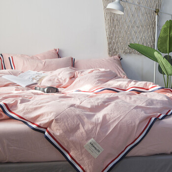 5米1.8m纯棉被套床单床笠床上用品定制 麦芽-樱花粉 床单款2.0m(6.