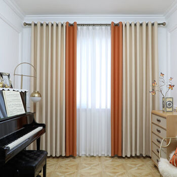 迪雅芝窗帘遮光2022年新款卧室拼接色隔热隔音客厅加厚全遮阳布挂钩式