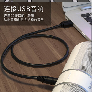 山泽USB转DC充电线5.5*2.5mm供电线支持集线器HUB小音响移动电源USB放大器圆头电源线 白色 L-01