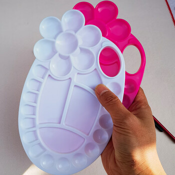 【全网低价】芬尚 儿童彩色颜料盘 幼儿园美术绘画调色盘可装水粉水彩颜料 红白24*14.5cm（两个装）