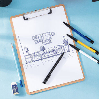 得力(deli)圆珠笔中油笔 0.7mm子弹头软胶握手原子笔按动笔 办公用品 蓝色 36支/盒 P06546