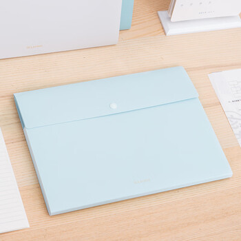 得力（deli）乐素系列 8格按扣多层文件夹风琴包 学生试卷资料收纳 办公用品文件保护简约时尚 天蓝72456