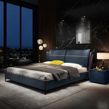 唐然 新型科技布实木收纳床 极简轻奢生活之美 b款升级款 藏蓝色 2160