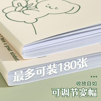 三年二班绿色动物资料册透明插页文件袋小学生试卷收纳袋分类整理办公资料文件夹风琴包分隔档案袋吃鲸