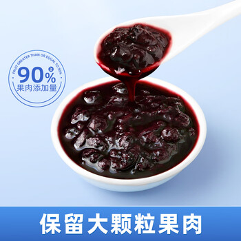 丙田 蓝莓果酱220g 0脂肪果肉无添加蔗糖 烘焙面包涂抹水果酱儿童冲饮
