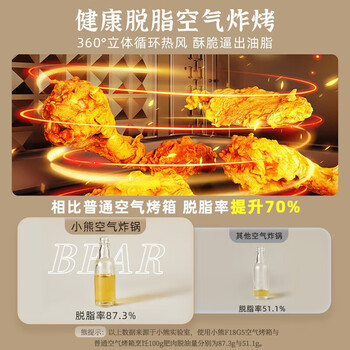 小熊（Bear）空气炸烤18L多功能蒸汽烤炸一体高效脱脂循环热风免翻面 9H预约定时 DKX-F18G5