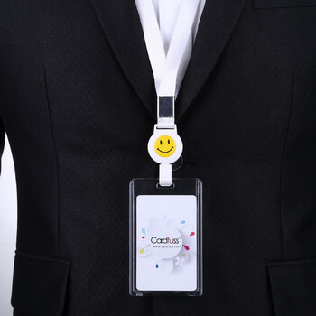 水晶亚克力工作证胸卡套员工牌证件套带可伸缩织带挂绳定制双面透明