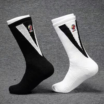 欧陆梵cba篮球袜防滑吸汗长筒毛巾底加厚运动精英实战球袜男五双白色