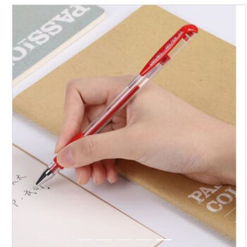 得力（deli） 6600中性笔0.5mm 子弹头0.5mm经济版红色中性笔 12支/1盒装